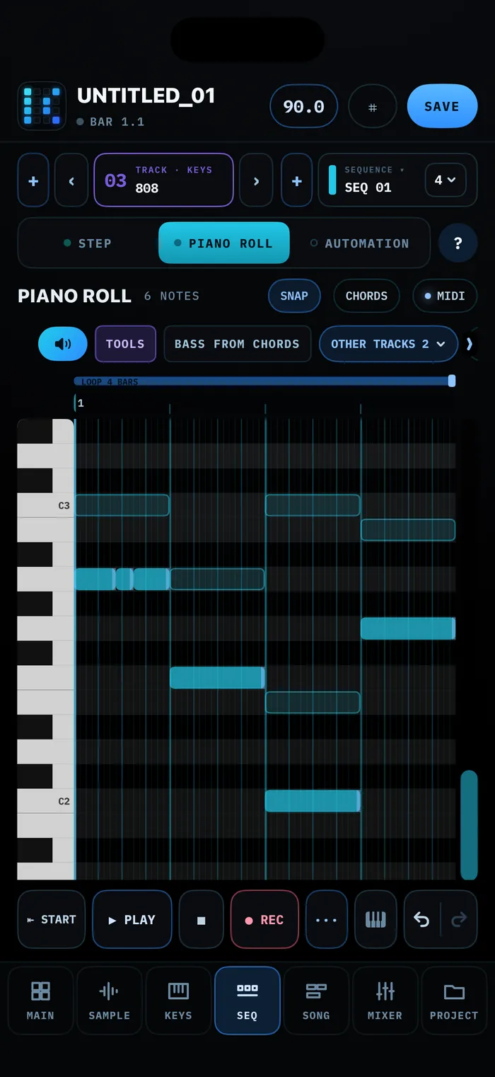 SEQUENCE  PIANO ROLL